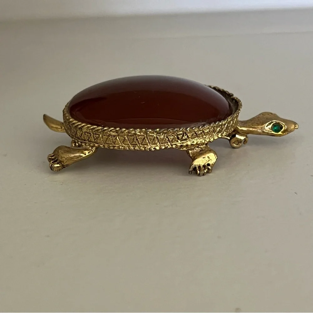 HOBE TURTLE TORTOISE FIGURAL BROOCH PIN RARE VINTAGE HEIRLOOM GIFT SIGNED